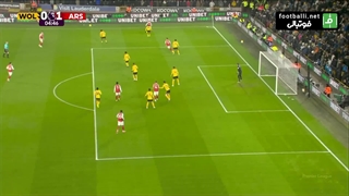 گل اول آرسنال به ولورهمپتون (ساکا)