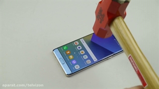 تست چاقو و چکش سامسونگ نوت ۷ آبی رنگ