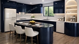 کابینت مدرن منحنی هلالی؛ پروژه لوکس یوسف آباد