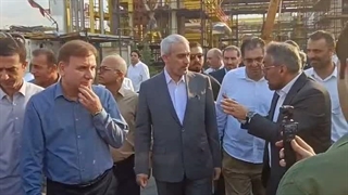 بازدید وزیر اقتصاد از مبین انرژی خلیج فارس؛ آغاز سفر عسلویه با بررسی روند بازسازی این شرکت + ویدیو